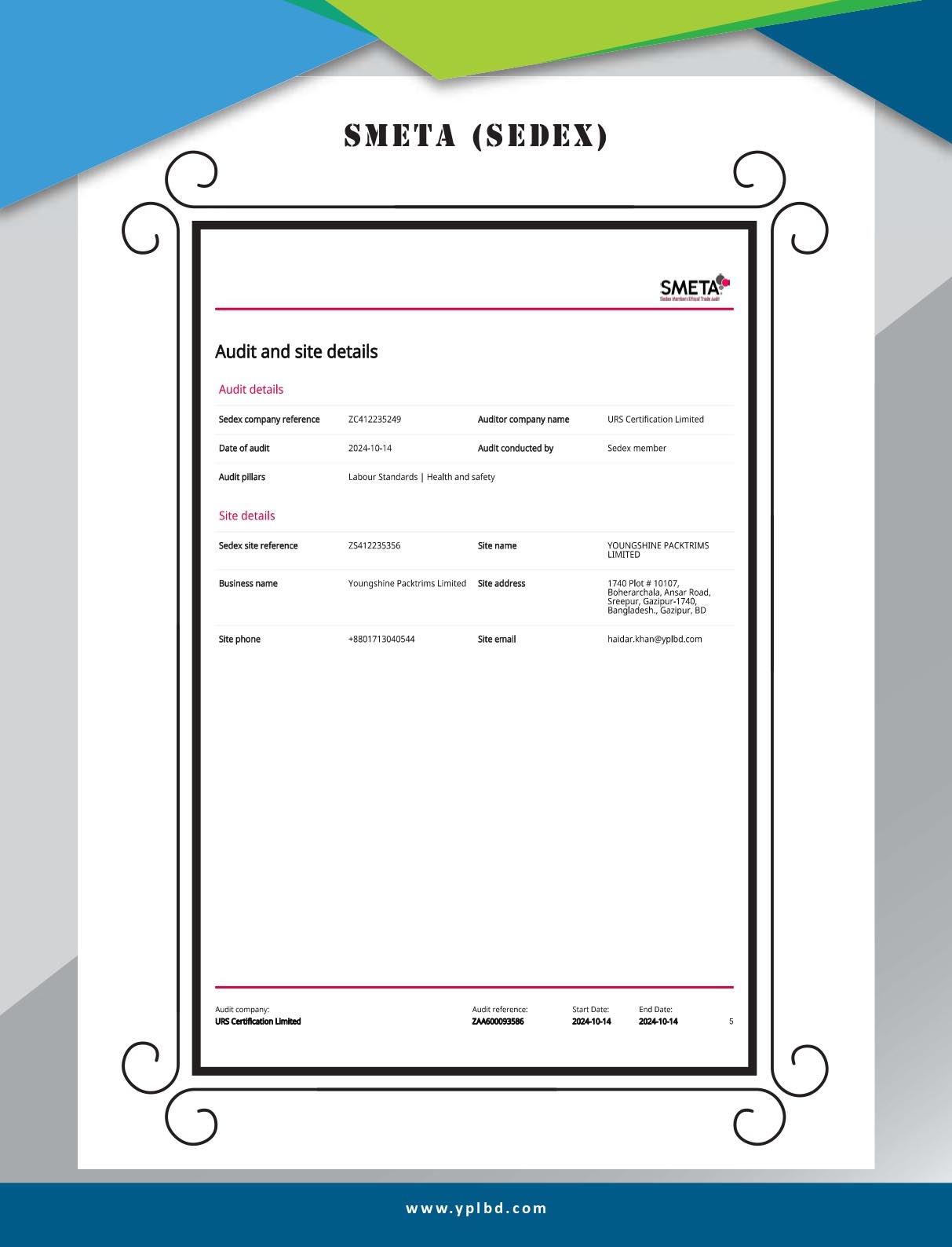 HIGG Certificate